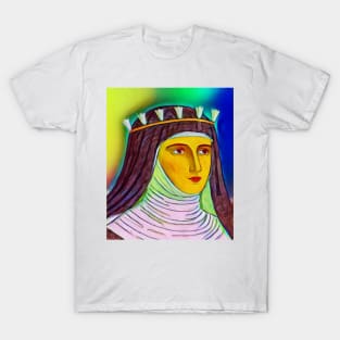 Hildegard of Bingen Colourful Portrait | Hildegard of Bingen Artwork 6 T-Shirt